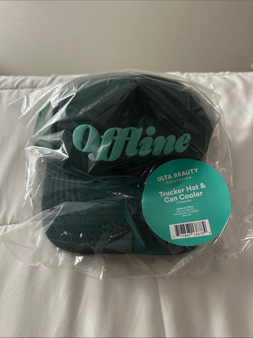 Ulta Beauty Teal 'Offline' Trucker Hat & Can Cooler Set